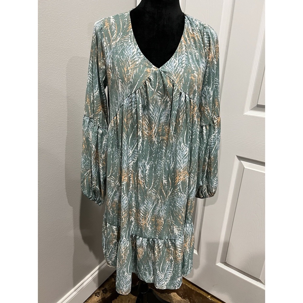 Hailey & Co  Babydoll Styled Dress In Turquoise And Cream Size  S